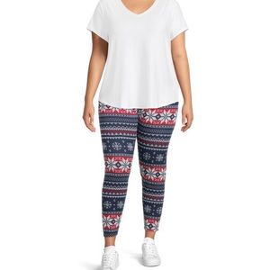 New No Boundaries Christmas Holiday Leggings with Fairisle Snowflake Print